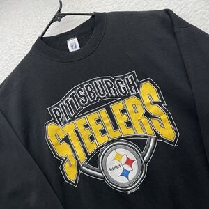 VTG Logo 7 Pittsburgh Steelers Sweatshirt Mens XL Big Logo Black NFL 96 USA Made